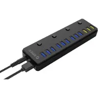 ORICO USB-A Hub - 9x USB-A - 3x USB Oplaadpoort - Gevoed - USB 3.2 Gen 1 - 1 meter - Zwart