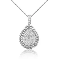 Montebello Ketting Malaxis - Dames - Zilver Gerhodineerd - Zirkonia - Druppel - 15 x 25 mm - 45 cm