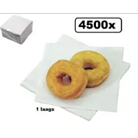 Themaparty 4500x Servetten Papier 1-laags 33x33cm wit - servet snack tissue broodje ijs diner carnaval thema feest festival
