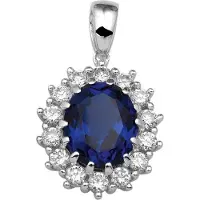 Trendjuwelier huiscollectie Hanger Zilver gerhodineerd zirkonia synthetische Saffier 20 x 15,5 mm