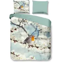 Snoozing Robin - Flanel - Dekbedovertrek - Tweepersoons - 200x200/220 cm + 2 kussenslopen 60x70 cm - Multi kleur