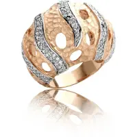 Orphelia Ring Bombe Hammered Zirconium Rood verguld Zilver 925 R-4236-ROSE/54