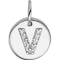 Trendjuwelier huiscollectie Bedel Letter V Zirkonia Zilver
