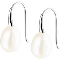 Trendjuwelier huiscollectie Oorhangers Franse Haak Parel Zilver Gerhodineerd Glanzend 18 mm x 8 mm