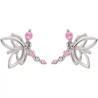 Traveller - kinderoorstekers - zilver 925 met Swarovski kristallen roze/wit - Libelle/Elfje Zala - #545212