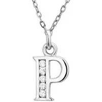 Montebello Ketting Letter P - Dames - Zilver Gerhodineerd - Zirkonia - Alfabet - 10 x 20 mm - 45 cm