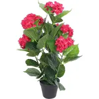 vidaXL - Kunst - hortensia - plant - met - pot - 60 - cm - rood