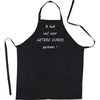 Kariban Luxe Keukenschort - Ik heb wel voor hetere vuren gestaan - zwart