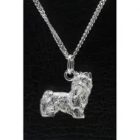MOOYE ® - Collectie Zilveren Yorkshire terrier - huismodel ketting hanger - groot