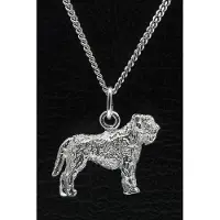 MOOYE ® - Collectie Zilveren Bouvier ketting hanger - oren ongecoupeerd staart omlaag - groot