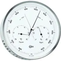Barigo 350 Weerstation - barometer thermometer hygrometer - edelstaal - witte wijzerplaat - ø 16 cm