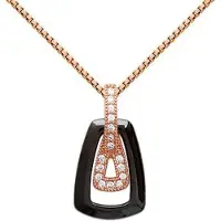 Montebello Ketting Bellis Black - Dames - Zilver Roséverguld - Zirkonia - Keramiek - 10 x 19 mm - 45 cm