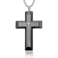 Montebello Ketting Black Cross - Heren - 316L Staal - Kruis - 60 x 41 mm - 50 cm