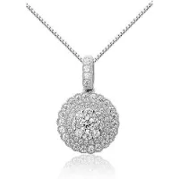 Montebello Ketting Lygodium - Dames - Zilver Gerhodineerd - Retro-Vintage - Zirkonia - 15 x 20 mm - 45 cm