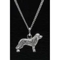 MOOYE ® - Collectie Zilveren Pyrenese herder ketting hanger - oren ongecoupeerd met staart - groot