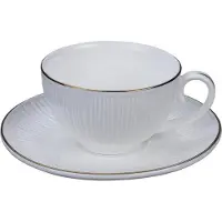 Tokyo Design Studio – Nippon White Gold Rim Kopje Lines – Wit/Goud – 180 ml – Ø 9 cm – Porselein