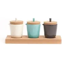 Amorim cork Soulmate Check-In-Out Voorraadbus - Kurk/Keramiek - 30 x 2,5 x 12,5 cm - Set van 3 stuks - Multi