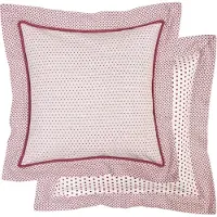 Clayre & Eef - Katoenen kussen hoes - 40 x 40 cm - Met stippen en stipjes in wit met rood - DOT22R