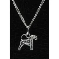 MOOYE ® - Collectie Zilveren Irish soft-coated wheaten terrier met staart ketting hanger - klein