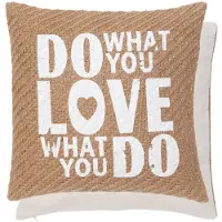 Clayre & Eef Kussenhoes Sierkussen Hoes - Jute - Linnen - Do What You Love ... - 40 x 40 cm