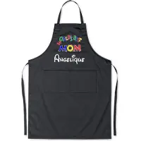 Kariban Mijncadeautje - Schort - World's Best Mom - voornaam -mooie en exclusieve keuken- of barbecueschort - 100% katoen - zwart