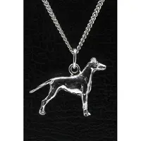 MOOYE ® - Collectie Zilveren Black and tan terrier ketting hanger - groot