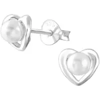 Montebello Oorbellen Oumy - 925 Zilver E-Coating - Hart - Parel - 6x7mm