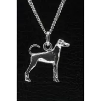MOOYE ® - Collectie Zilveren Duitse pincher oren ongecoupeerd met staart ketting hanger - groot