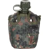 MFH - Max Fuchs US Army kunststof veldfles, 1 liter, hoes, BW vlekcamouflage, BPA-vrij