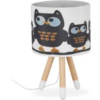 Relaxdays kinderlamp uil - tafellamp hout - E14 fitting - nachtlampje kinderkamer