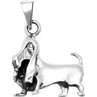 MOOYE ® - Collectie Zilveren Basset hond groot kettinghanger