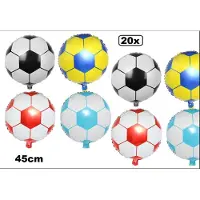 Thema party 20x Folie ballon voetbal 45 cm assortie - EK Voetbal feest soccer bal carnaval festival verjaardag toernooi