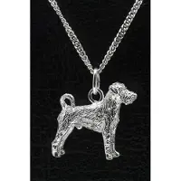 MOOYE ® - Collectie Zilveren Kromfohrlander draadhaar ketting hanger - groot