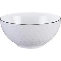 Tokyo Design Studio - Nippon White - Goude Rand Kom 15x7cm 550ml Strepen Wit Goud