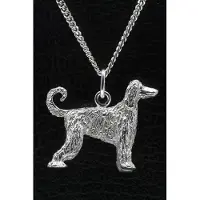 MOOYE ® - Collectie Zilveren Afgaanse windhond ketting hanger - groot