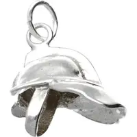 MOOYE ® - Collectie Zilveren Brandweerhelm met kin riem 3D kettinghanger