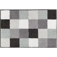Casilin Badmat Antislip 65x115cm Blocks - Waterabsorberende Badkamermat - Wasbaar en Sneldrogend - Voor Douche en Bad - Hoogpolig - Acryl - Rechthoek - Grijs, Groen