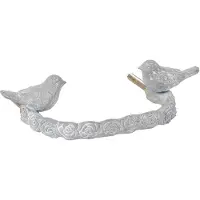 Clayre & Eef | HANDGREEP 13*3*8 CM | GRIJS | IJZER | RECHT | VOGELS |