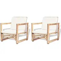 vidaXL Tuinstoelen 2 st met kussens bamboe