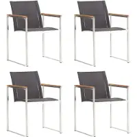vidaXL Tuinstoelen 4 st textileen en roestvrij staal grijs