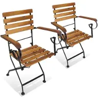 vidaXL Tuinstoelen inklapbaar 2 st staal en massief acaciahout