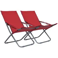 vidaXL Strandstoelen 2 st inklapbaar stof rood