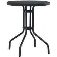 vidaXL Tuintafel 80 cm staal en glas zwart