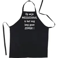 Kariban Schort - Op mijn weegschaal, geen zomer - Mooie - grappige - leuke Keukenschort - Zwart