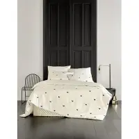 De Witte Lietaer Dekbedovertrek Butterflies Meteorit Off White Satijn-260 x 200 / 220 / 240 cm | Extra Breed