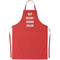 Kariban Mijncadeautje - Luxe schort - Niet lullen bekken vullen - rood