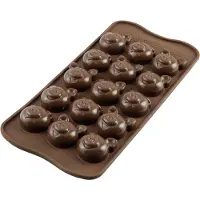 Silikomart Easy Choc Pigs Twist bonbonvorm silicone bruin
