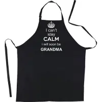 Kariban Mijncadeautje Schort - Can't stay calm, Grandma - opdruk wit - mooie en exclusieve keukenschort - zwart