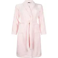 Badrock Badjas kind roze - kinderbadjas fleece - lichtroze - sjaalkraag - maat L (9-10 jaar)