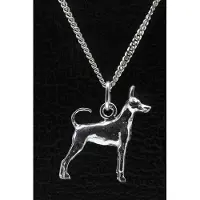 MOOYE ® - Collectie Zilveren Amerikaanse toy terrier met staart ketting hanger - groot